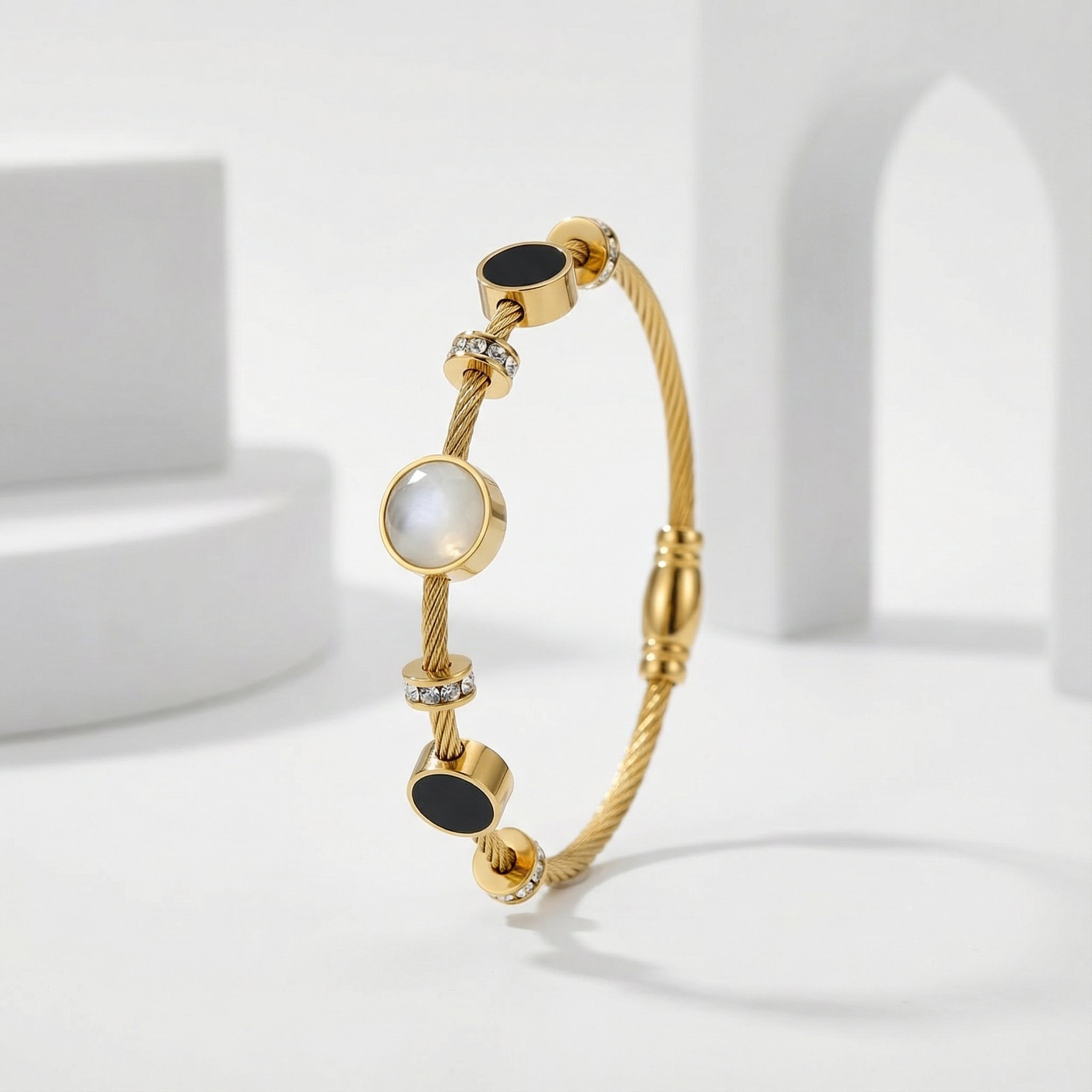 Celestial Pearl & Onyx Bracelet