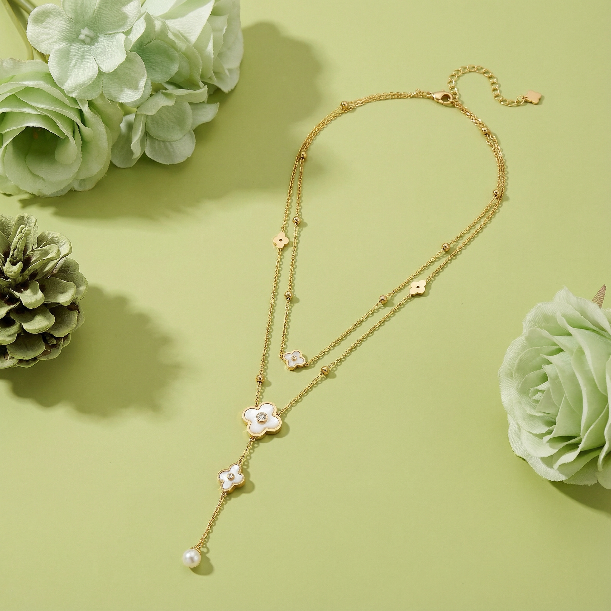 Pearl Clover Grace Drop Necklace