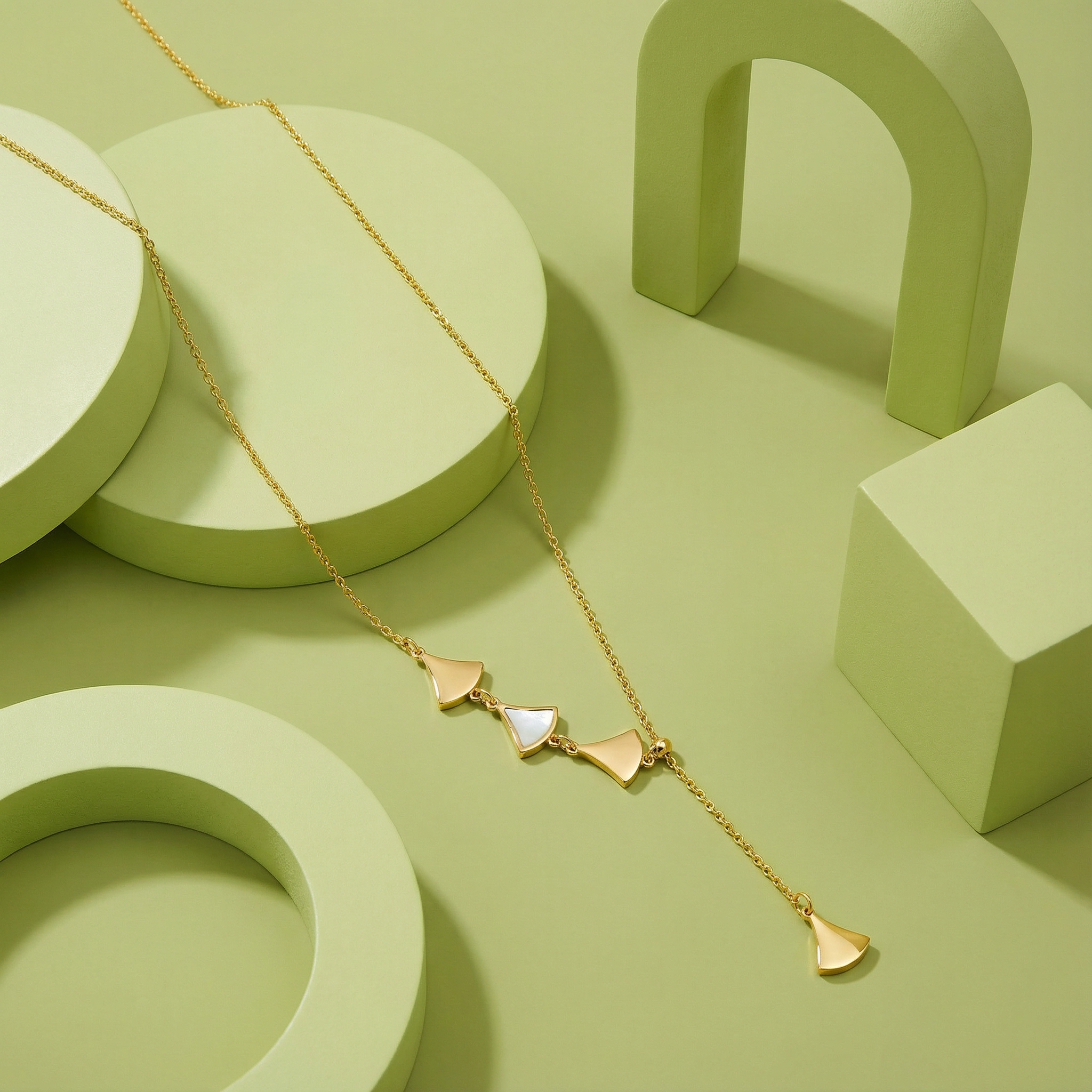 Golden Fan Drop Necklace