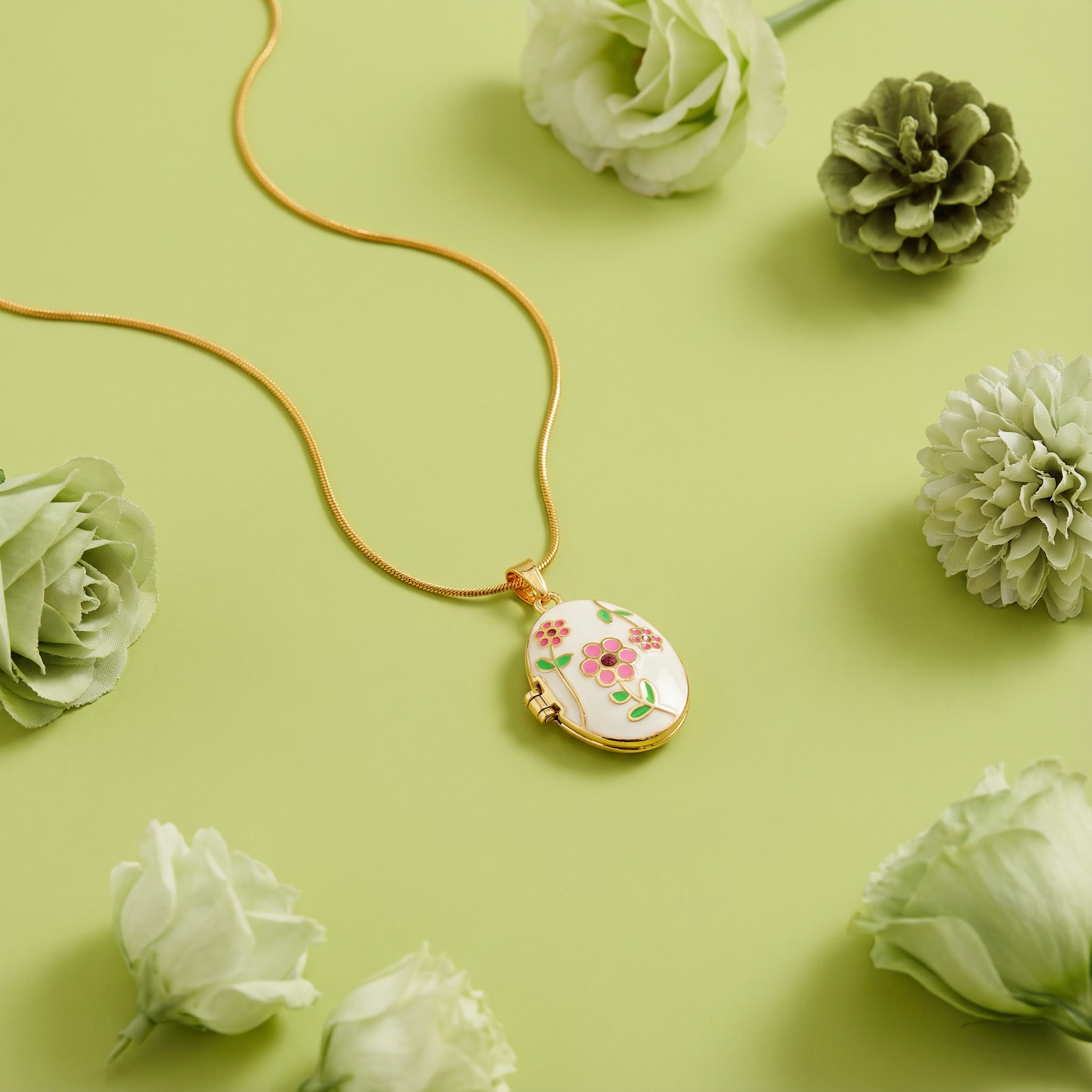 Floral Pearl Locket Necklace