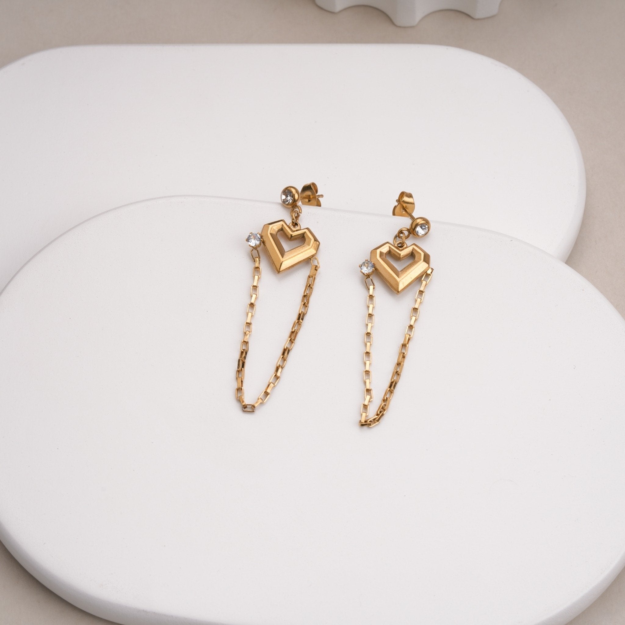 Linked Heart Cascade Earrings