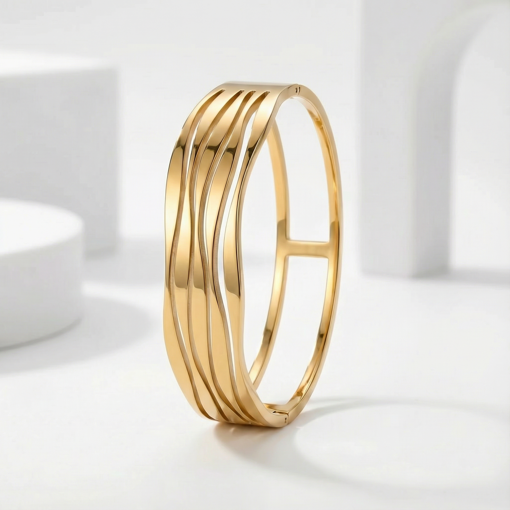 Golden Flow Curve Bracelet