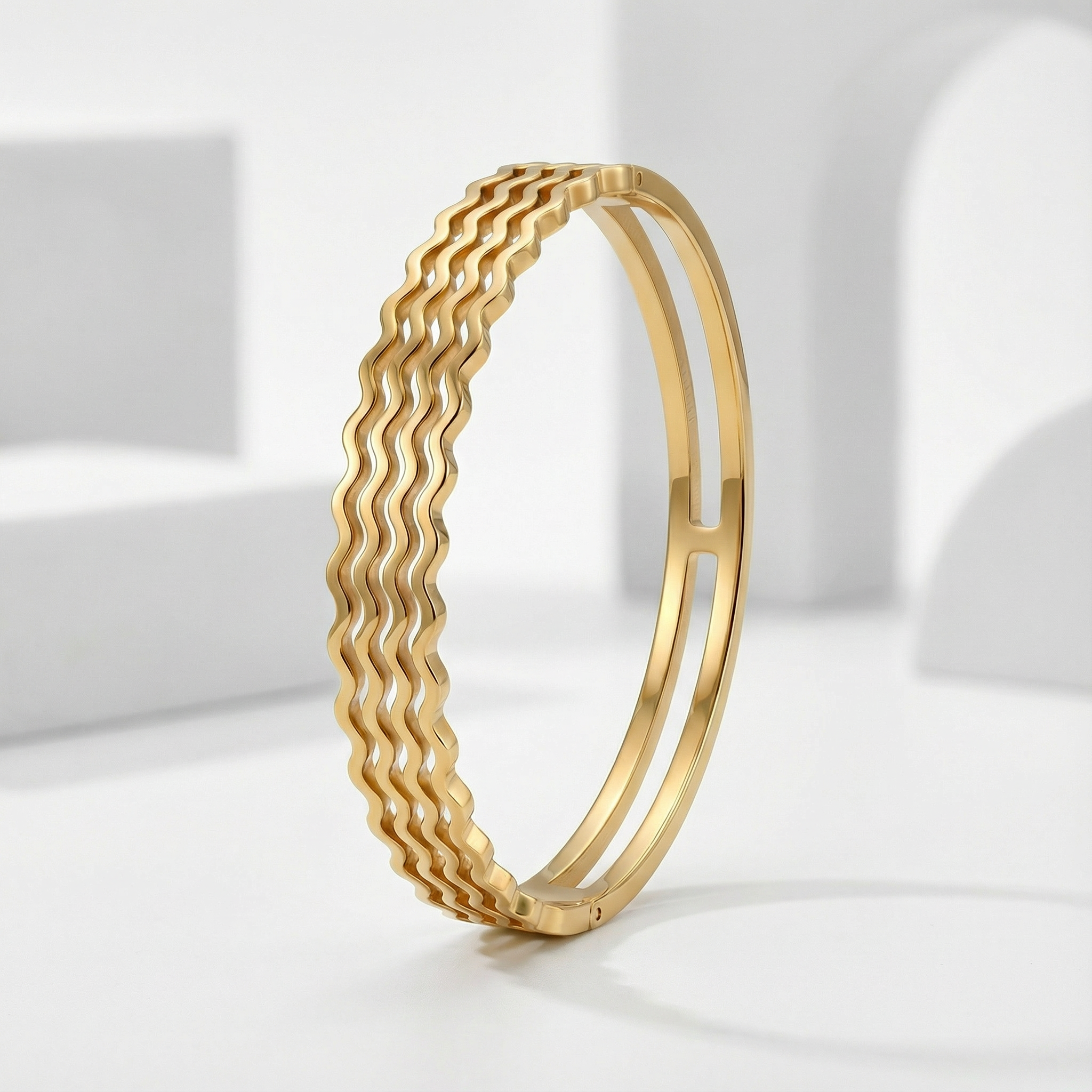 Golden Ripple Wave Bracelet