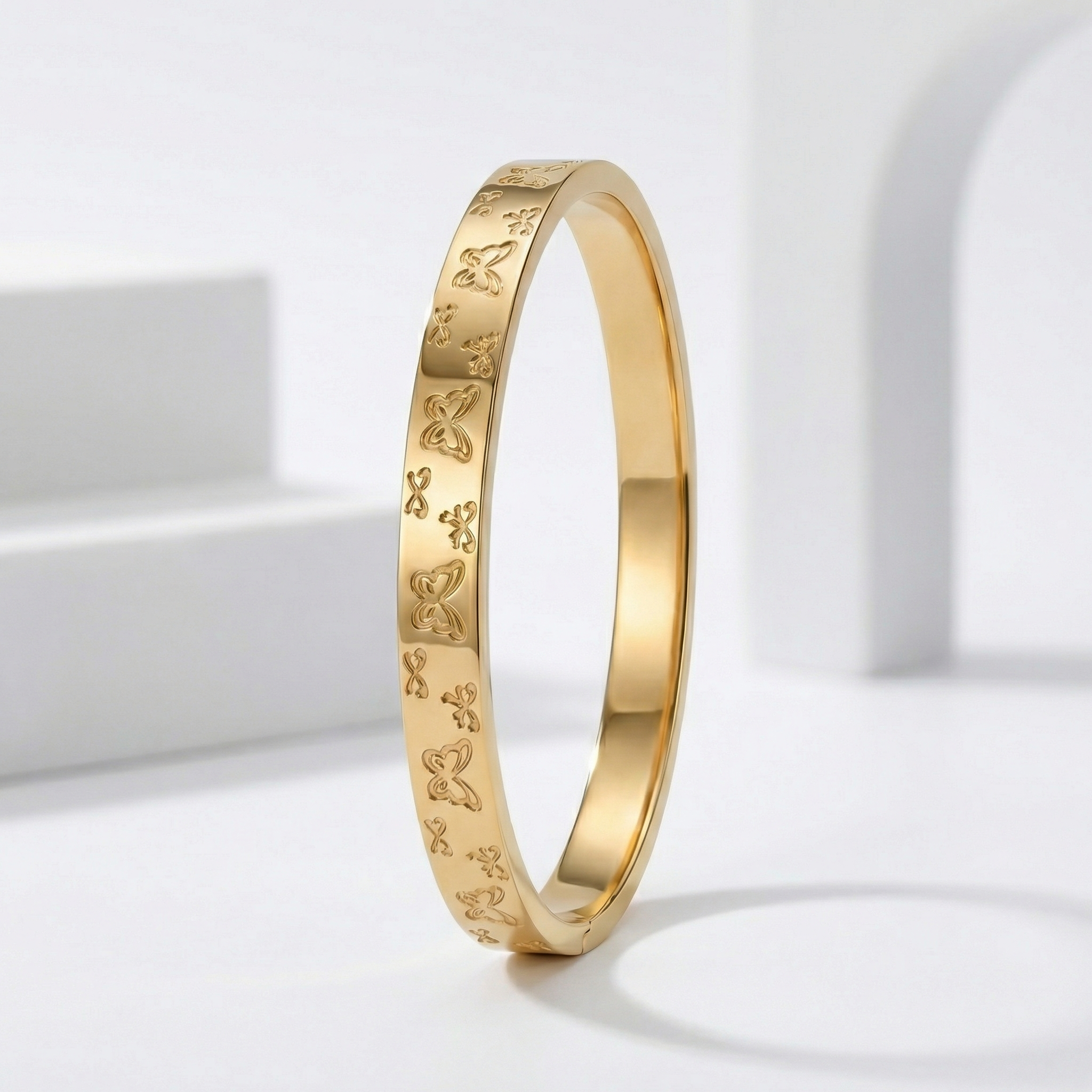 Butterfly Etched Gold Bracelet