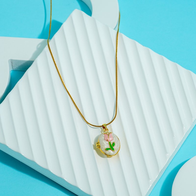 Blush Tulip Locket Necklace