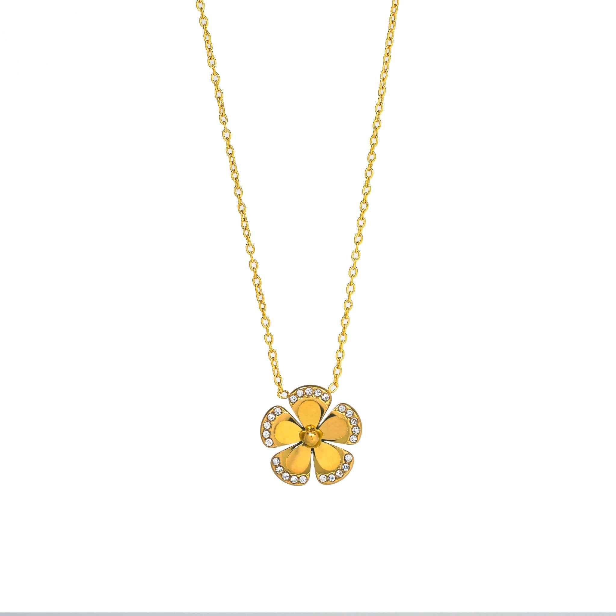 Golden Crystal Blossom Necklace