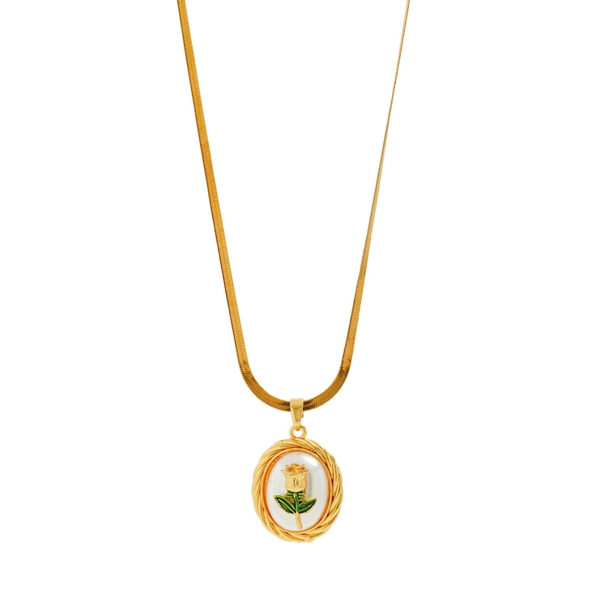 Golden Rose Embrace Pendant Necklace