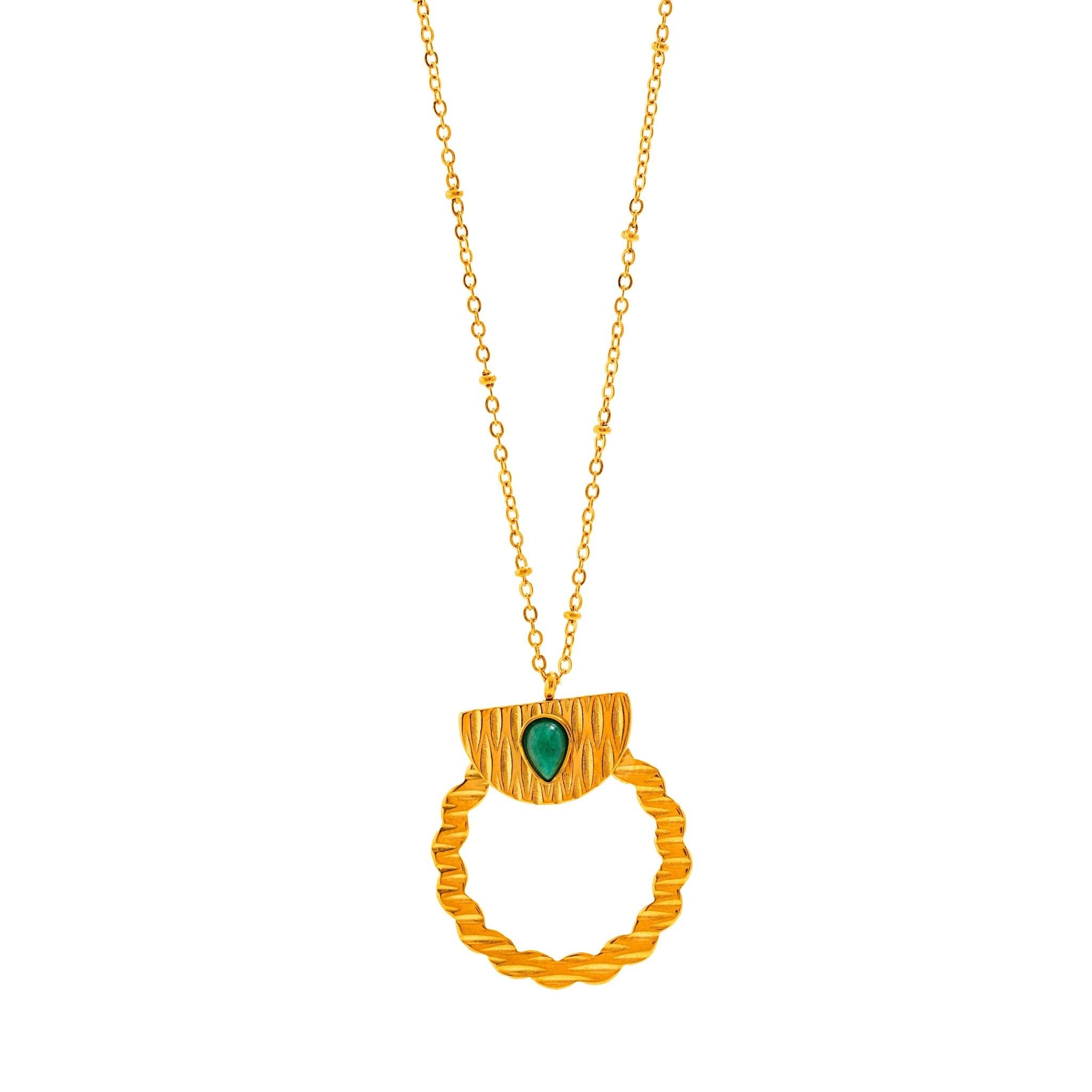 Emerald Halo Crest  Necklace