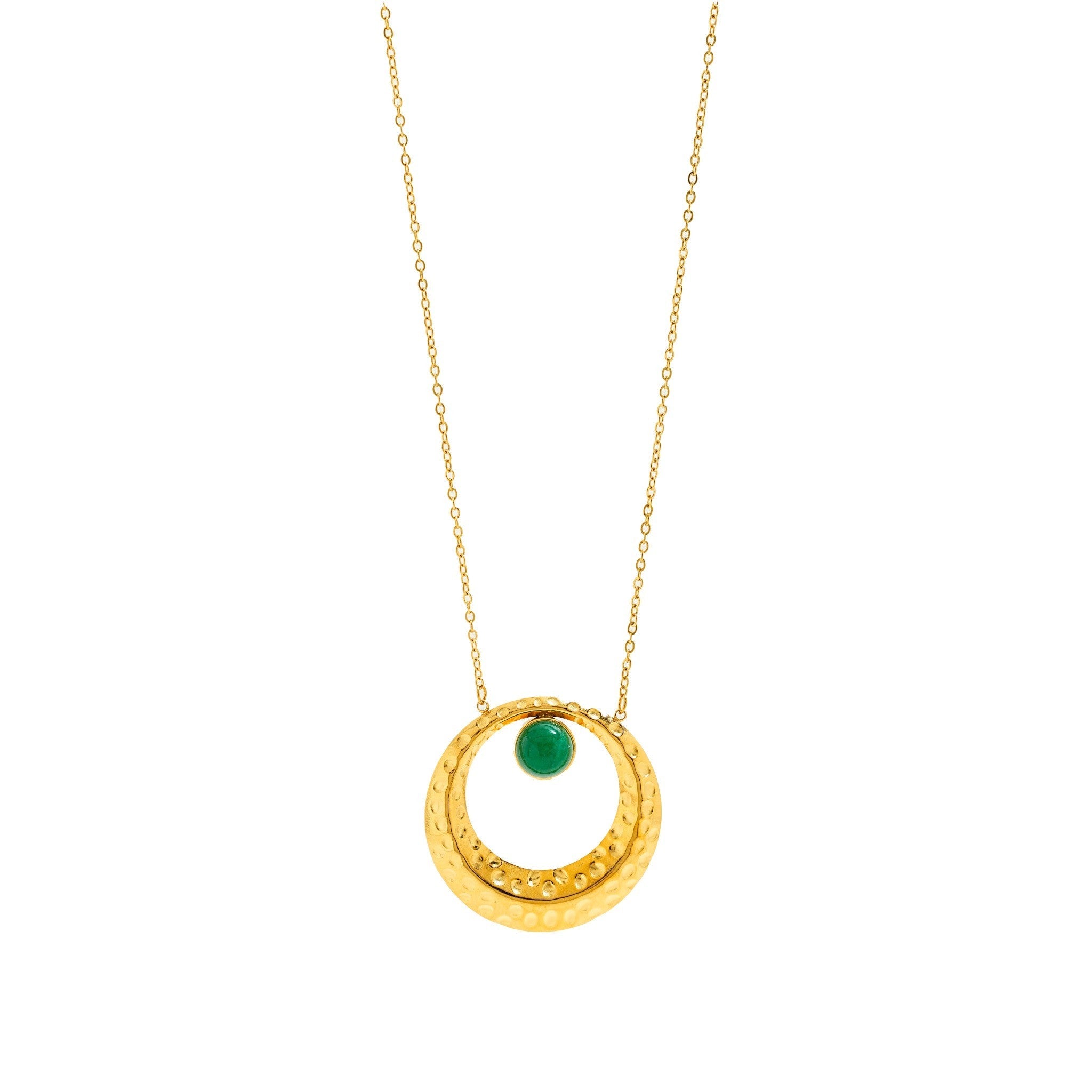 Elara Emerald Disc Necklace