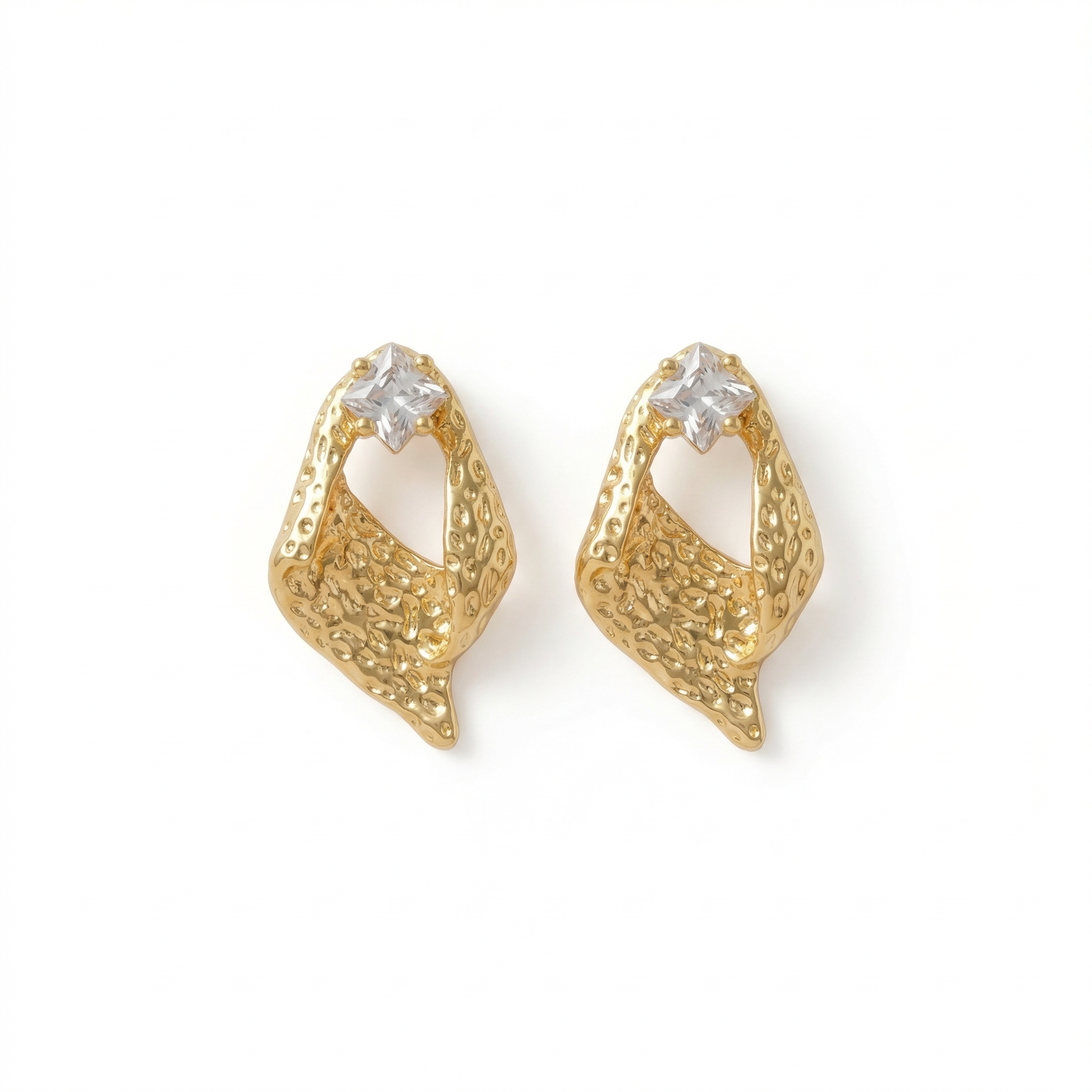 Golden Ember Crystal Stud 18 Carat Gold Finished PVD Coated Anti-Tarnish Earrings