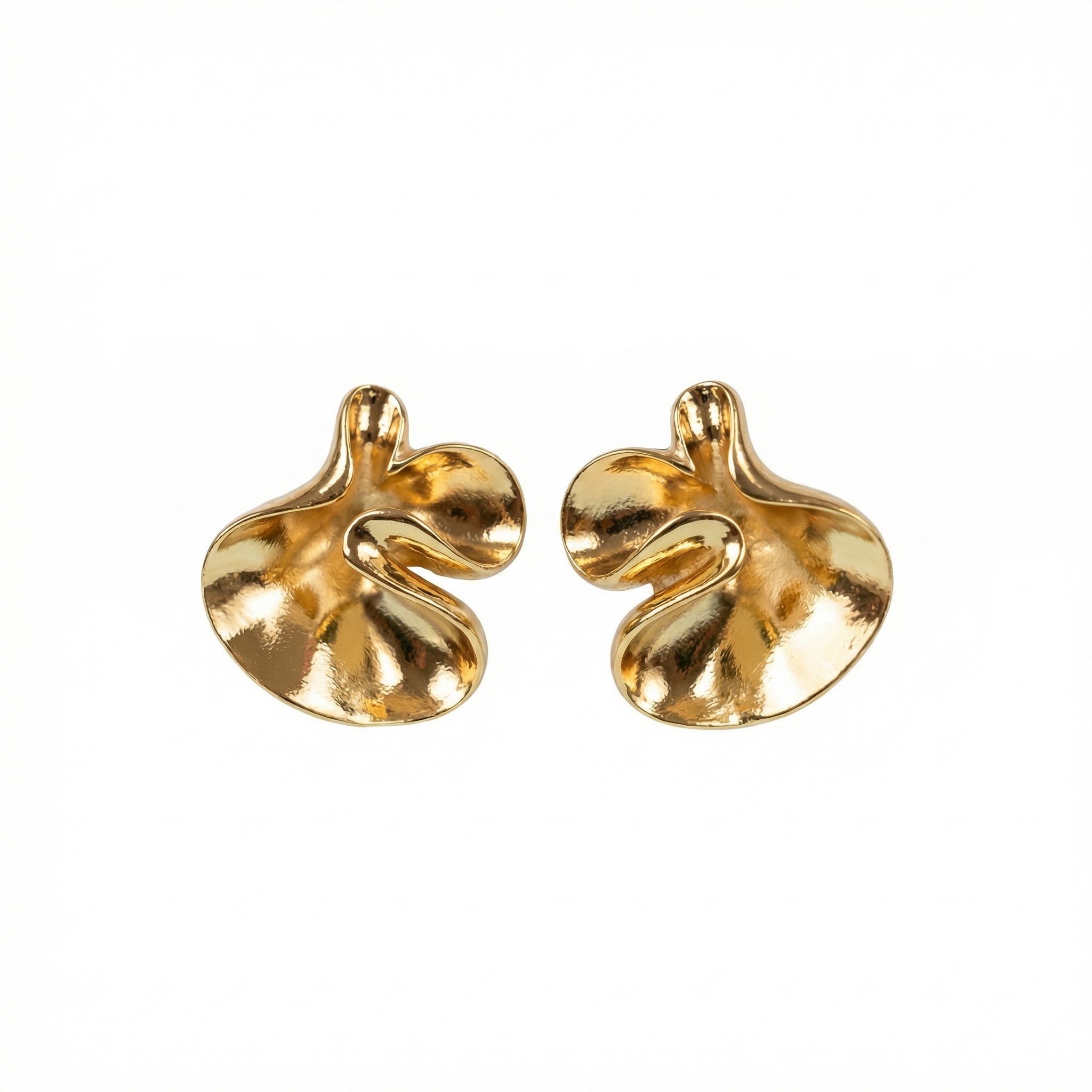 Golden Aura Sculpted Stud 18 Carat Gold Finished PVD Coated Anti-Tarnish Earrings