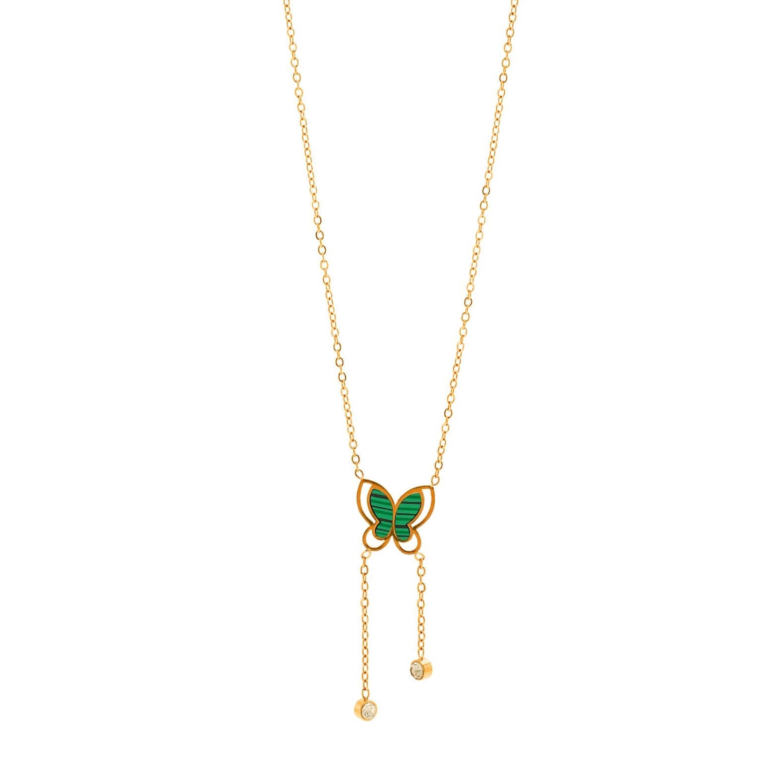 Emerald Butterfly Drop Necklace