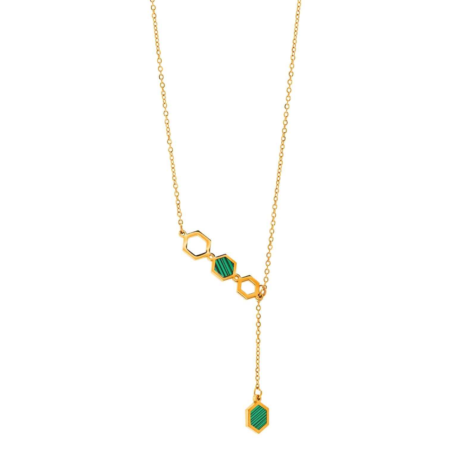 Emerald Hexa Drop Necklace