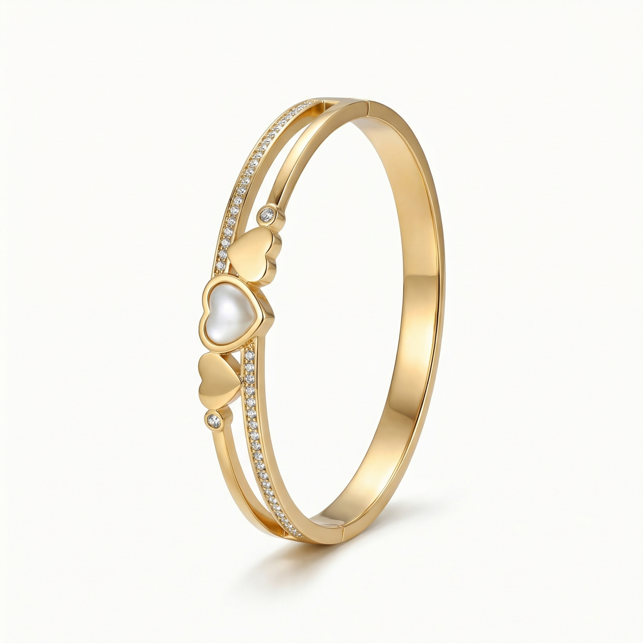 Crystal Heart Gold Bracelet