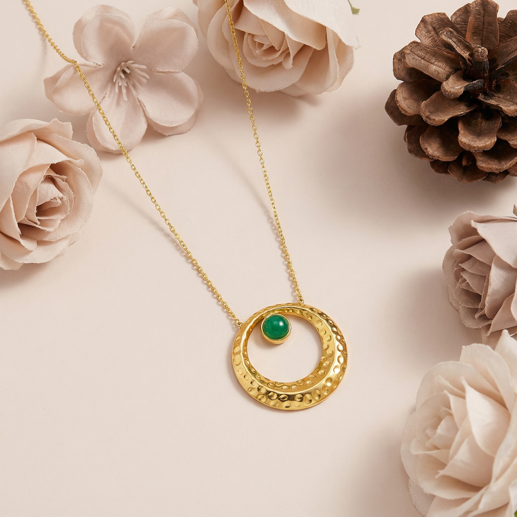 Elara Emerald Disc Necklace
