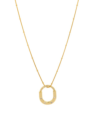 Elegant gold fashion necklace with oval pendant adorned with crystals from Maniyar Bazaar