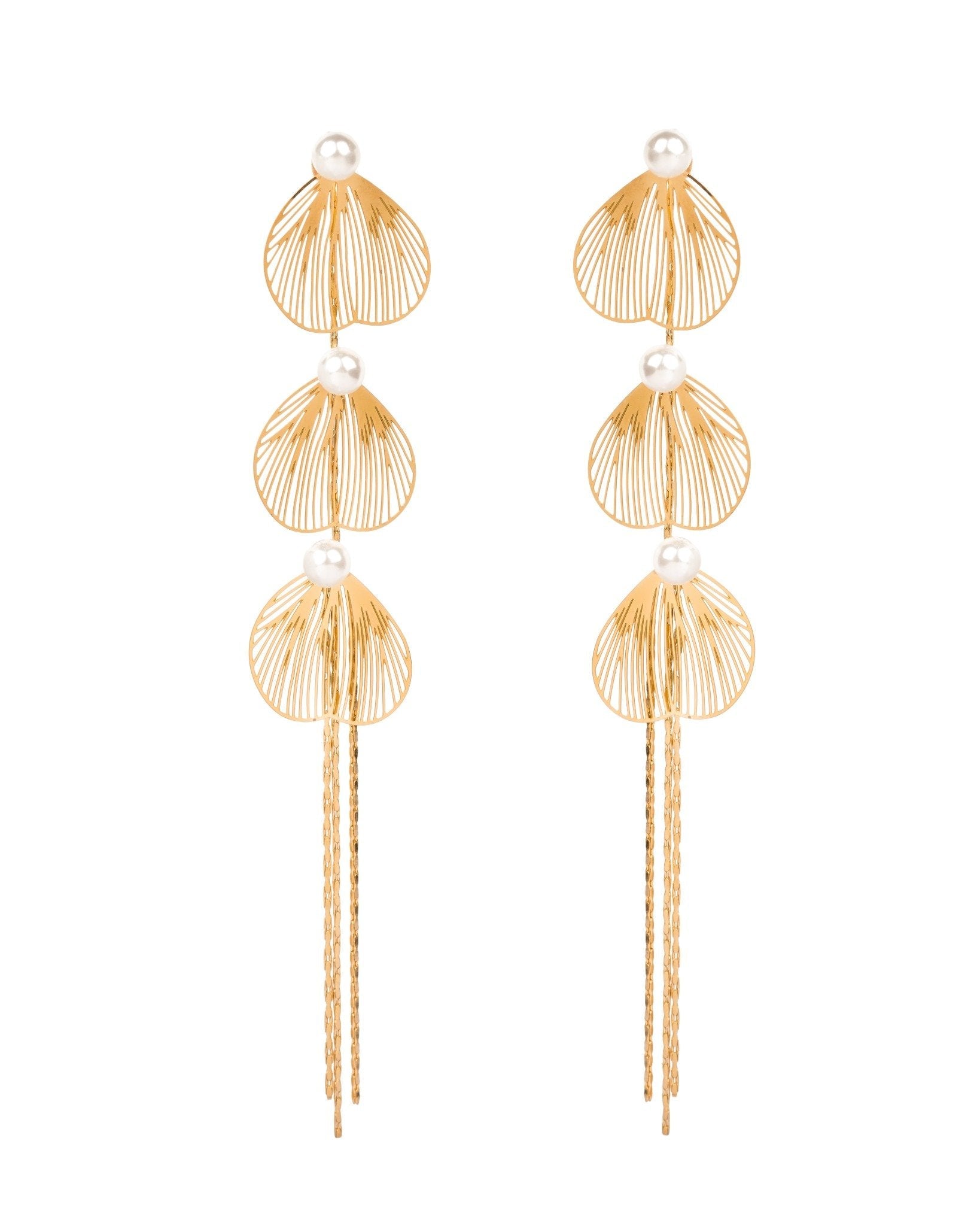 Pearl Leaf Cascade Earrings