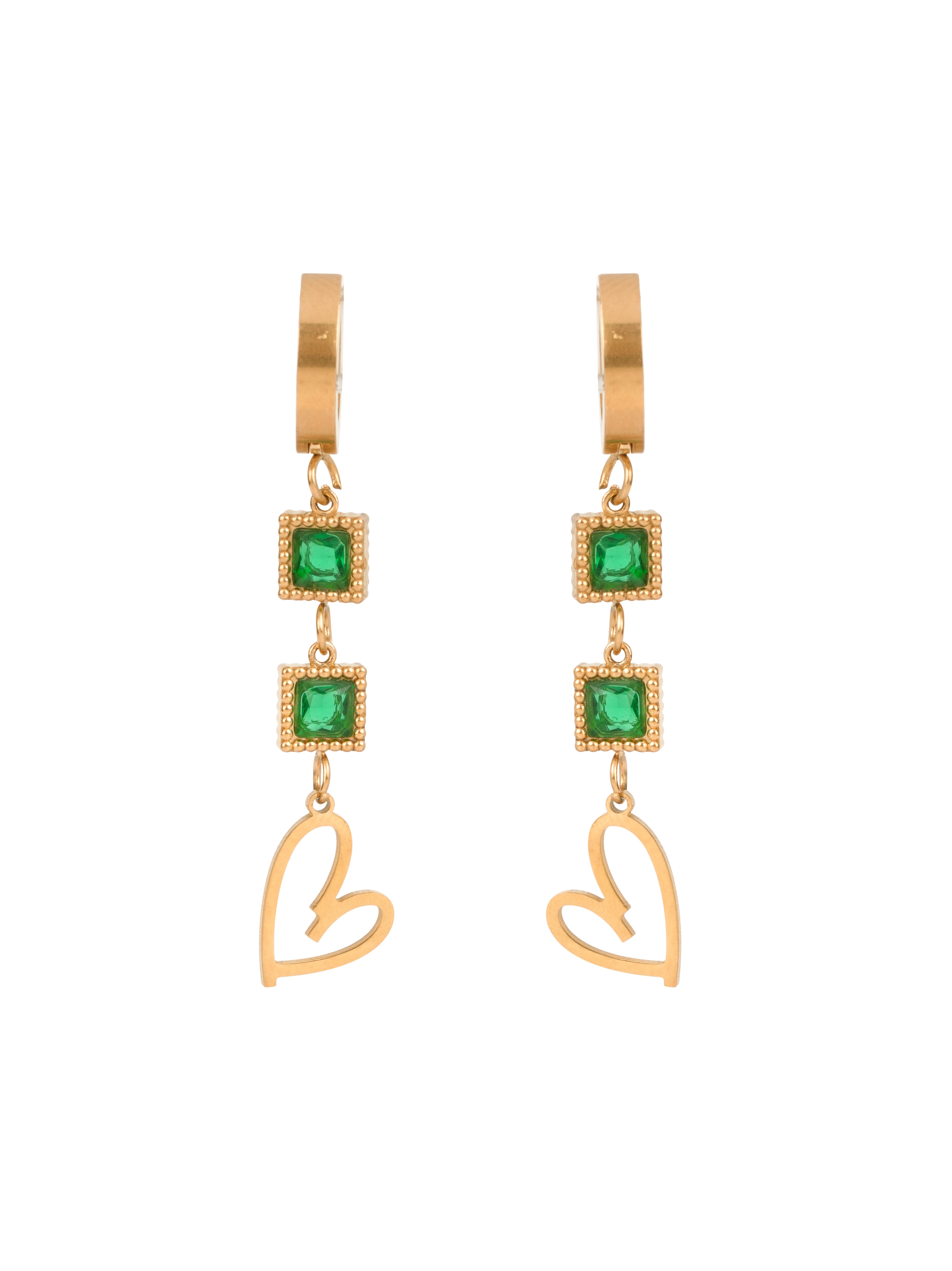 Emerald Heartline Drops Earrings