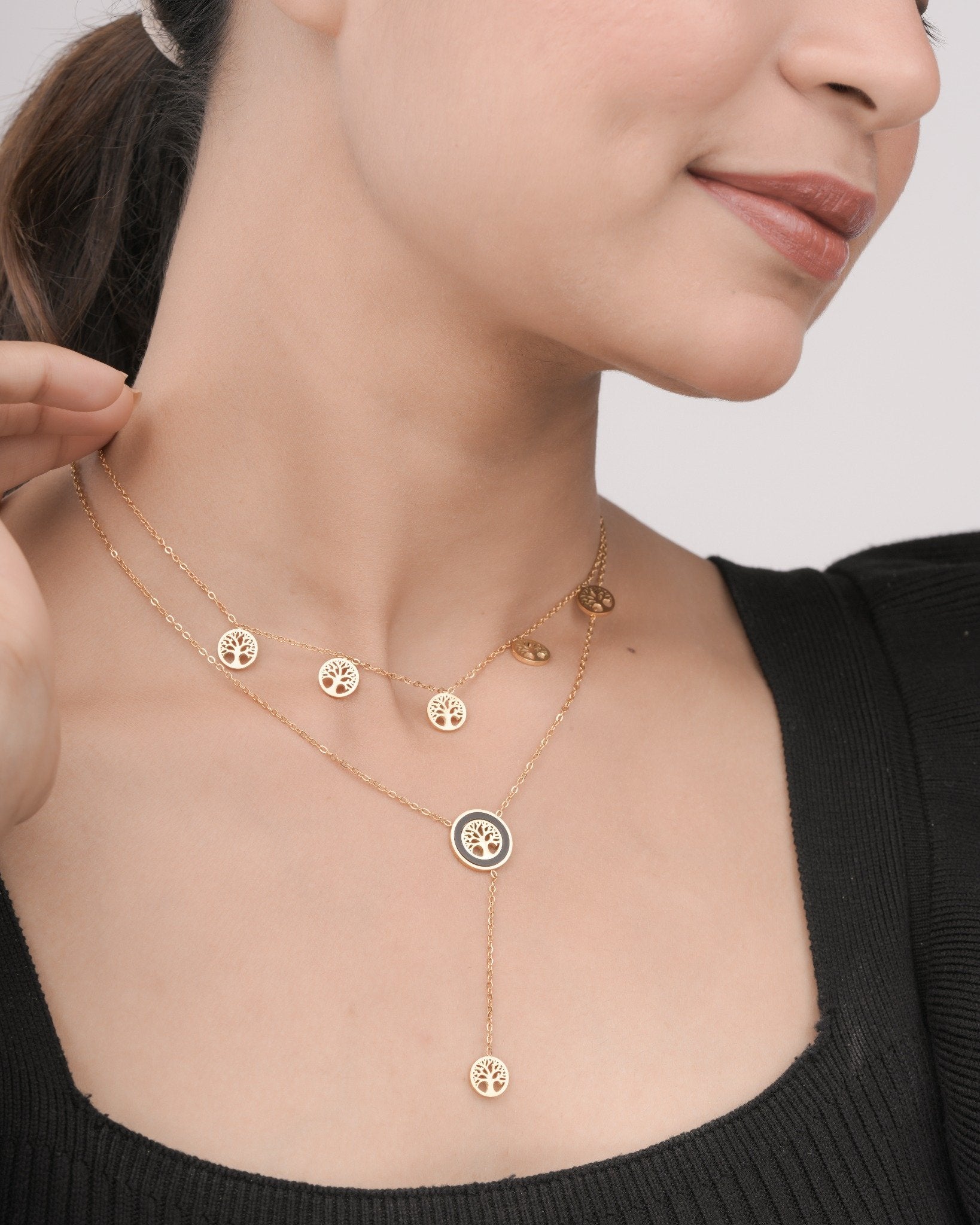 Layered Tree Charm Necklace