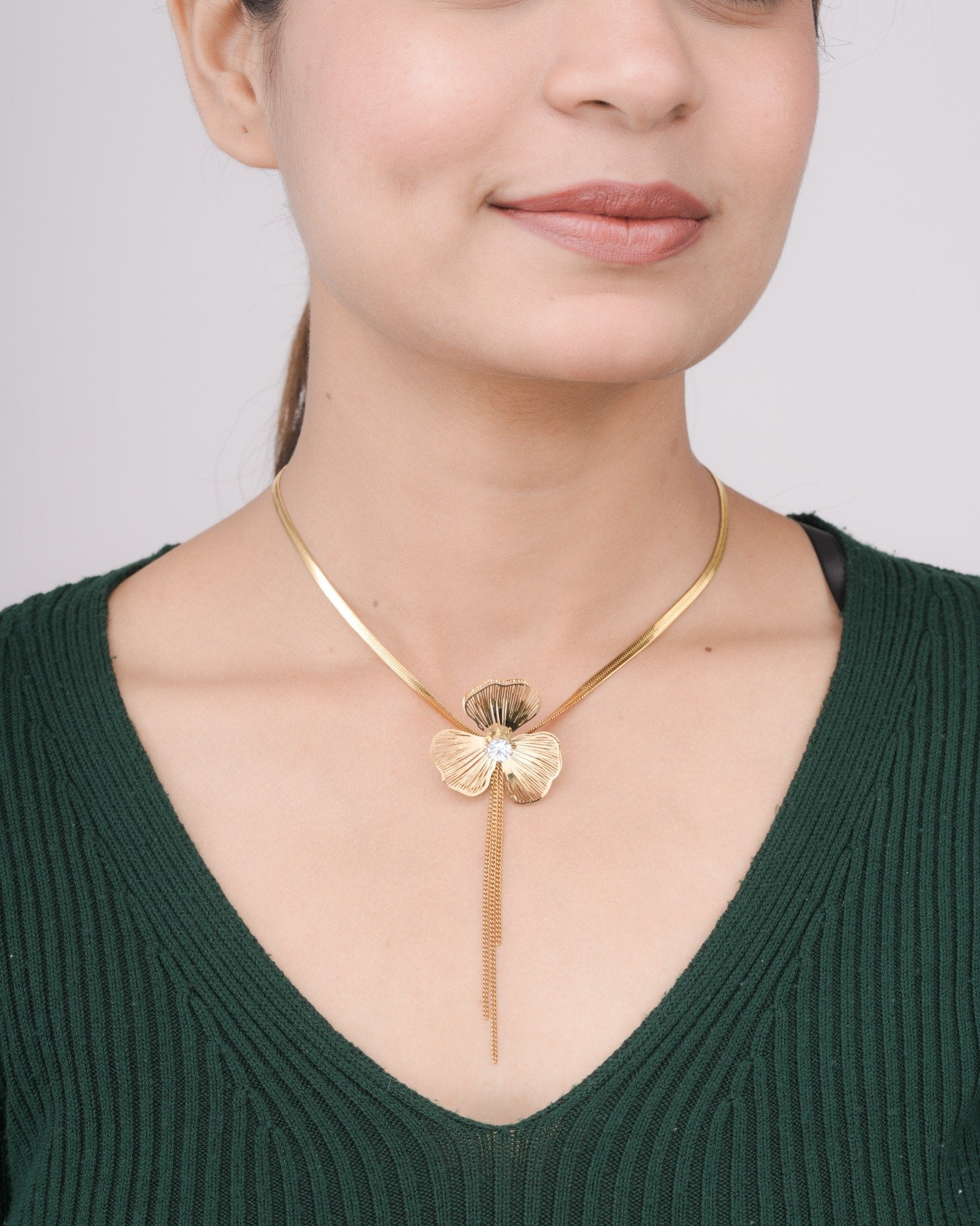 Aureva Crystal Petal Drop Necklace
