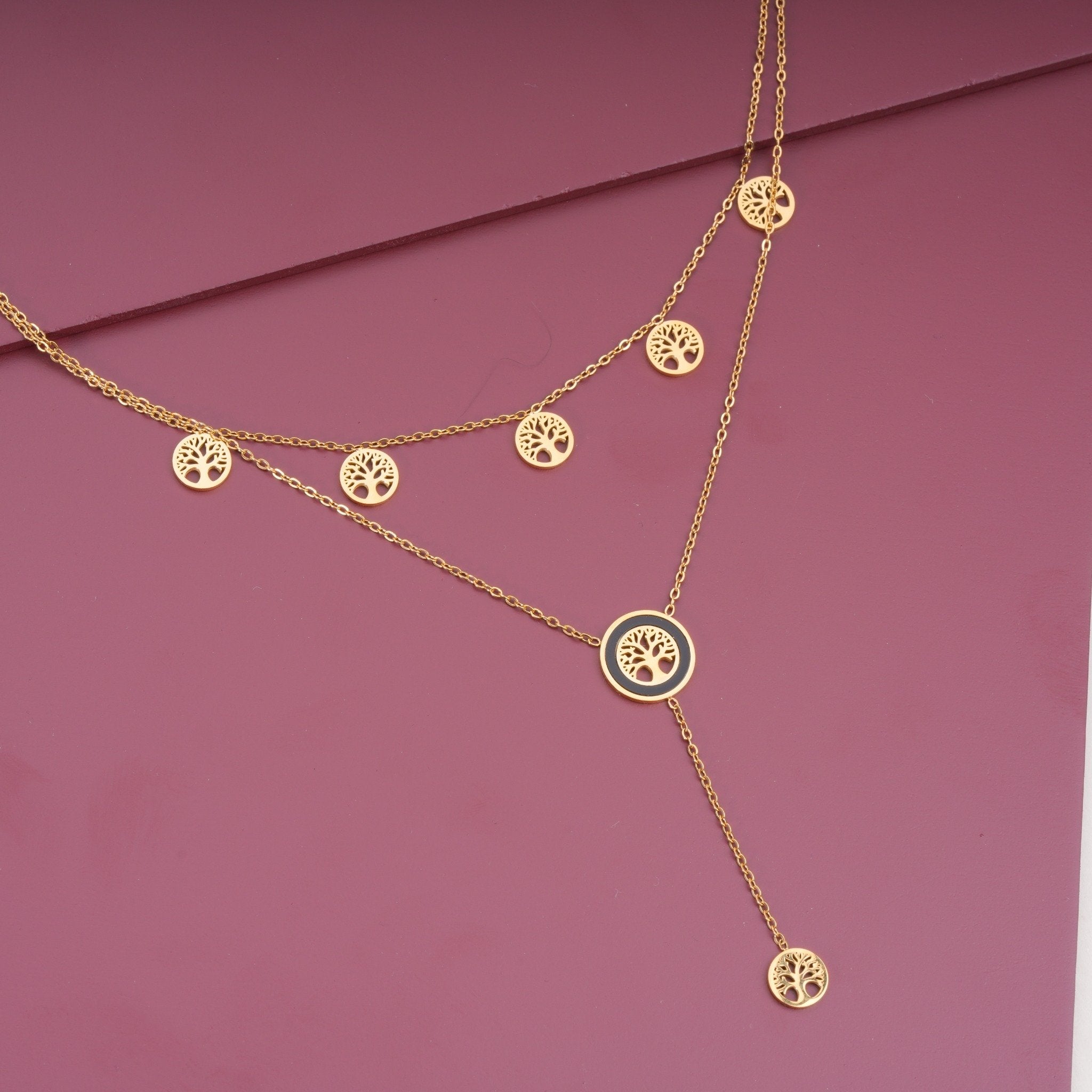 Layered Tree Charm Necklace