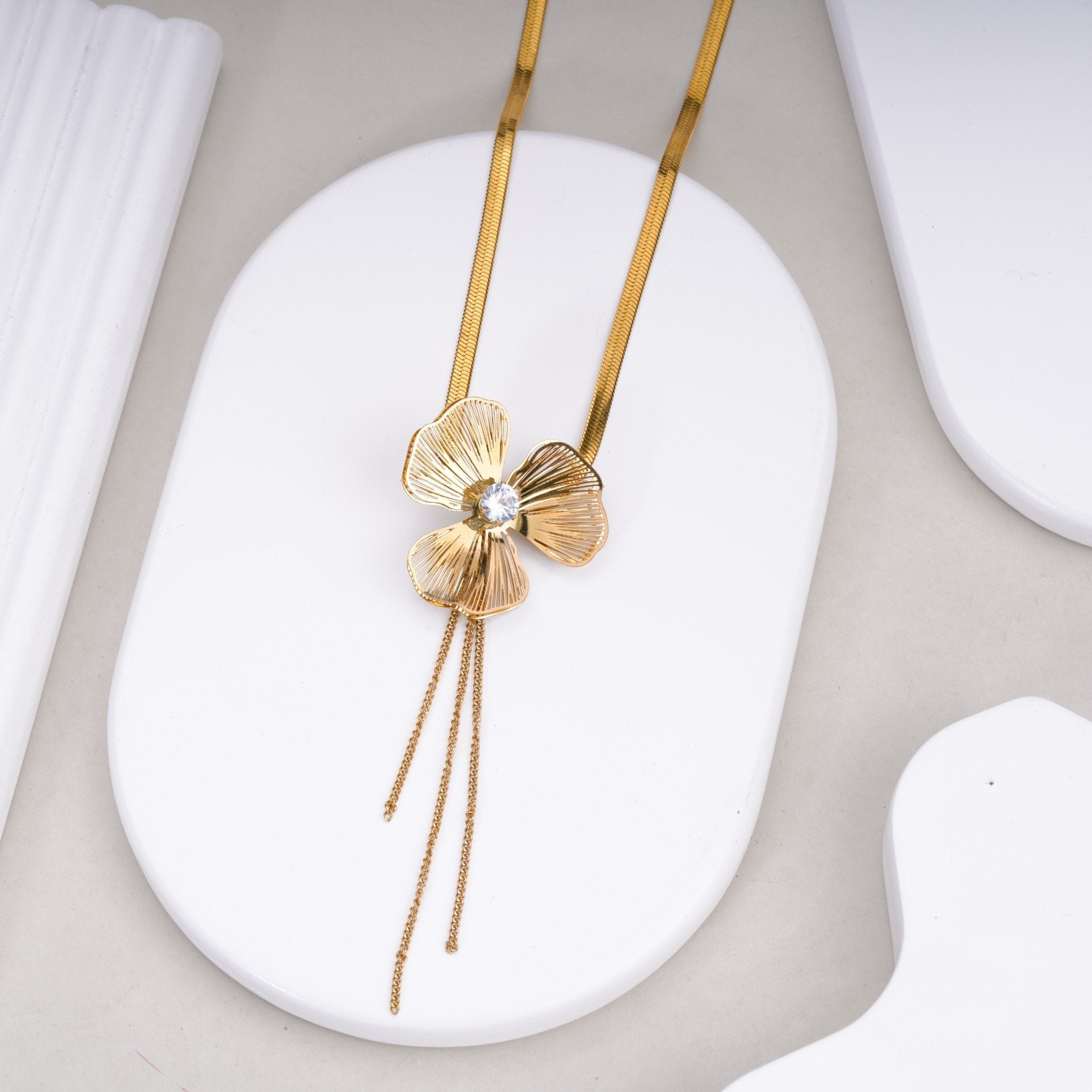 Aureva Crystal Petal Drop Necklace