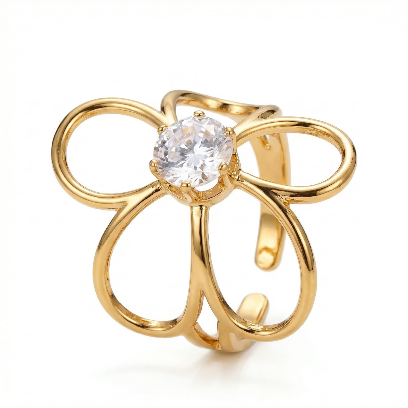 Blossom Halo 18 Carat Gold Finished PVD Coated Anti-Tarnish Ring