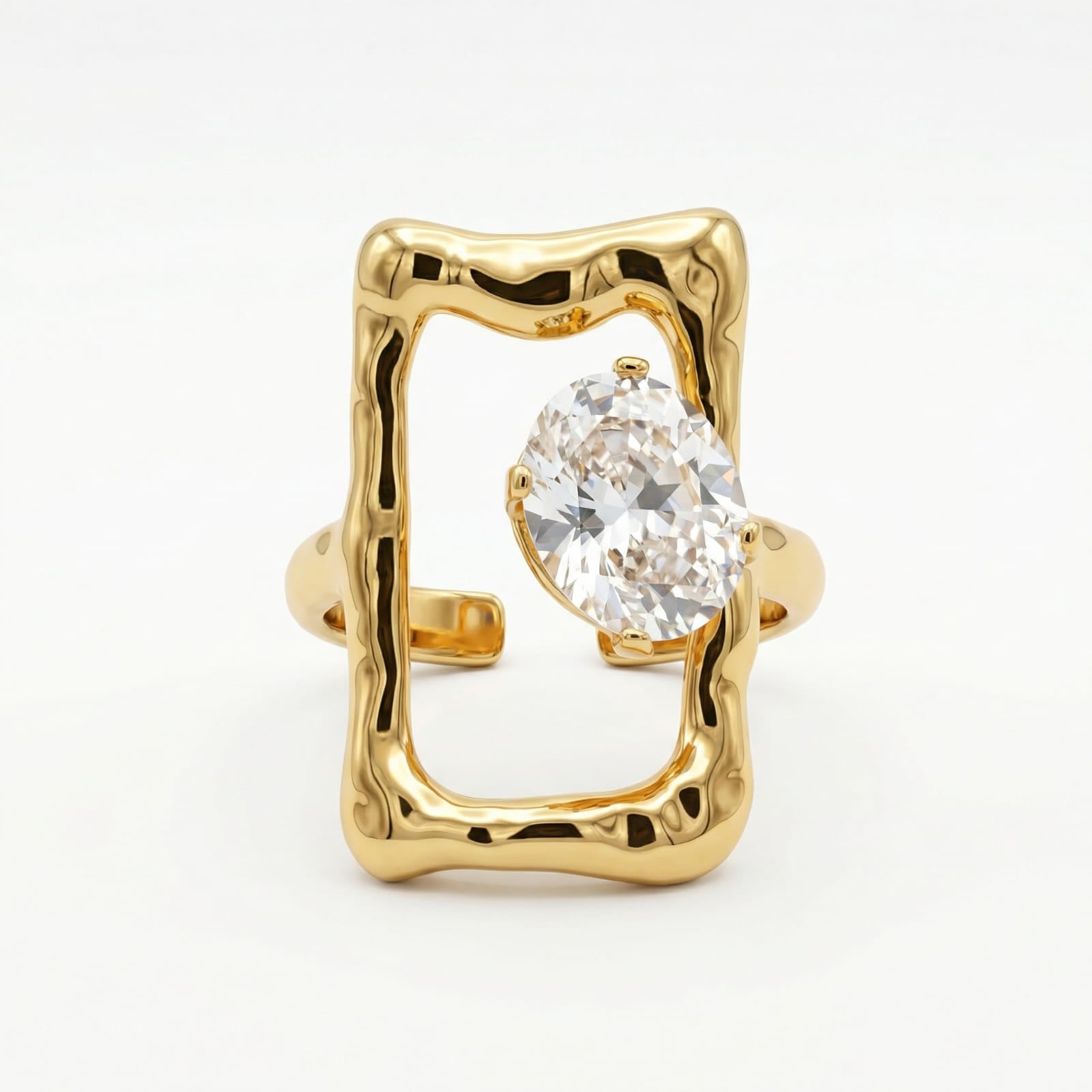 Radiant Frame 18 Carat Gold Finished PVD Coated Anti-Tarnish Ring