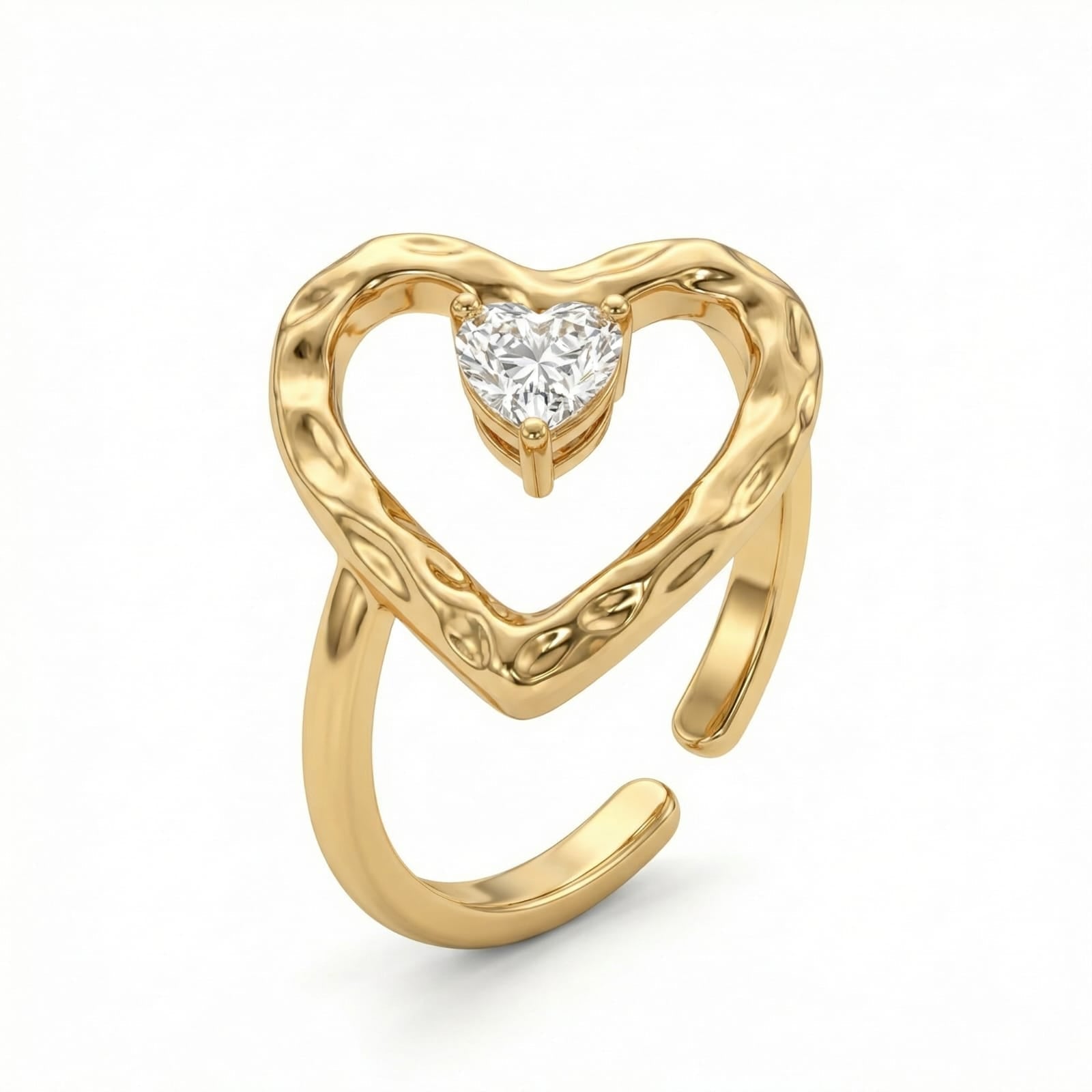Eternal Heart Spark 18 Carat Gold Finished PVD Coated Anti-Tarnish Ring
