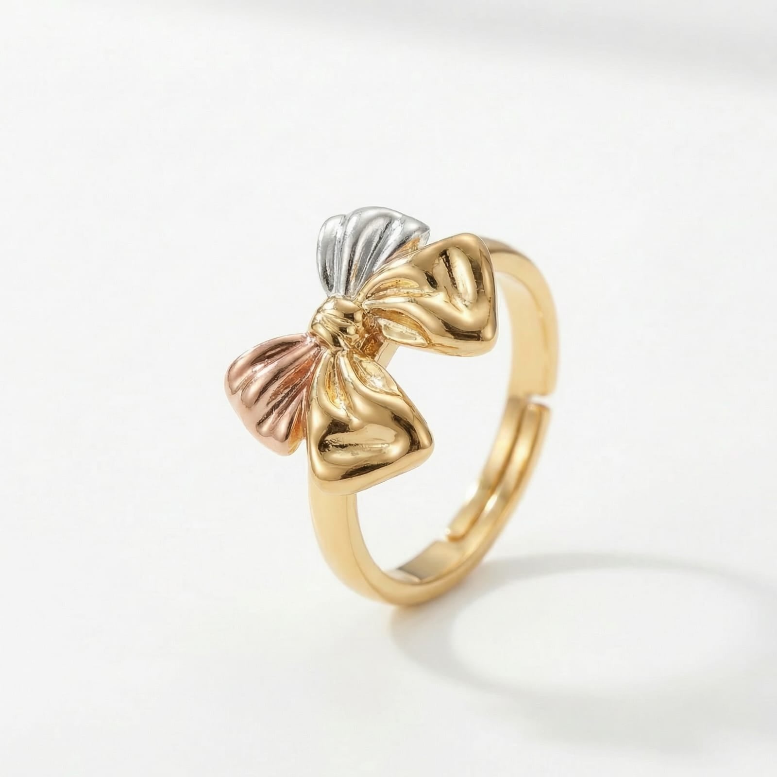 Aurora Bow Charm 18 Carat Gold Finished PVD Coated Anti-Tarnish Ring