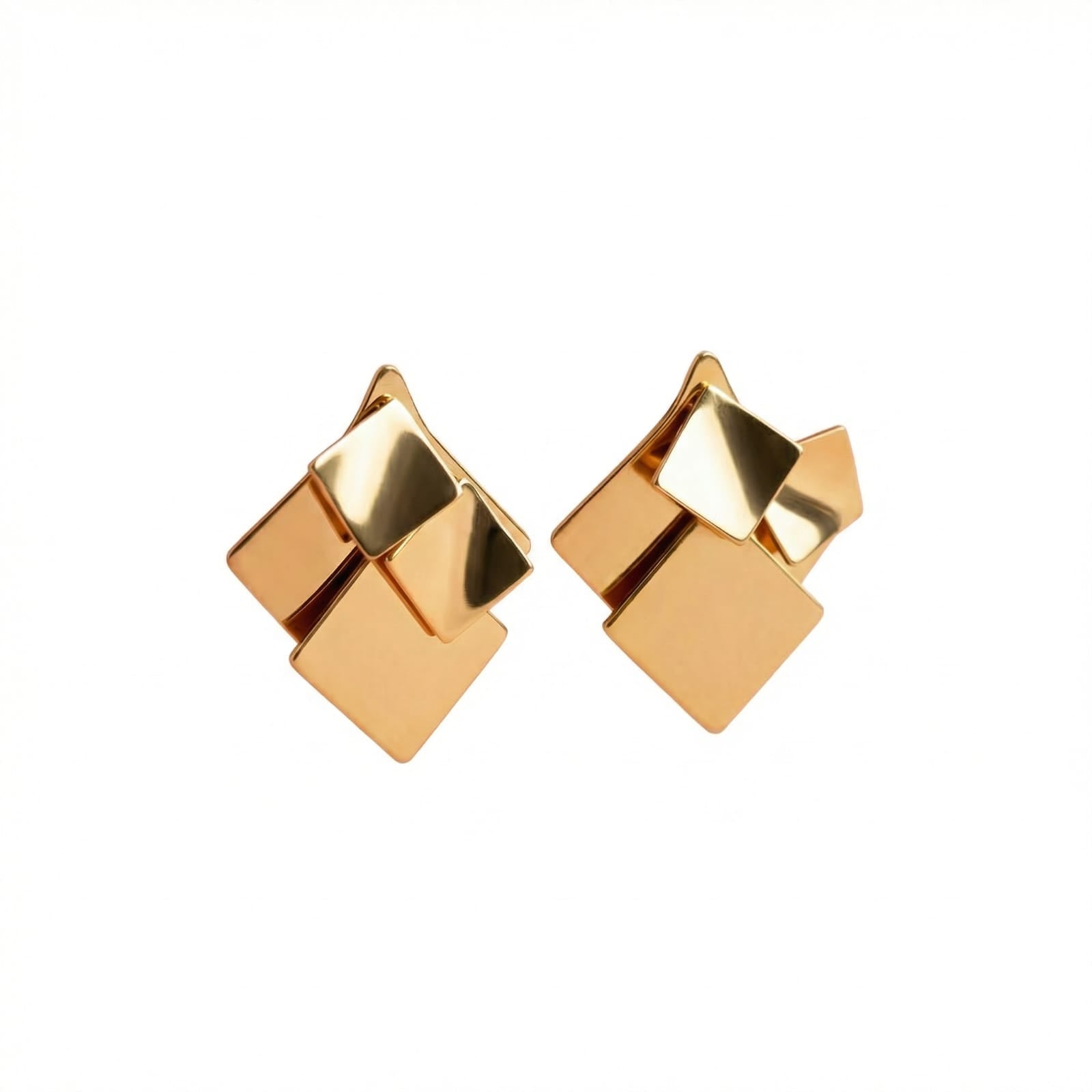 Square Harmony Stud 18 Carat Gold Finished PVD Coated Anti-Tarnish Earrings