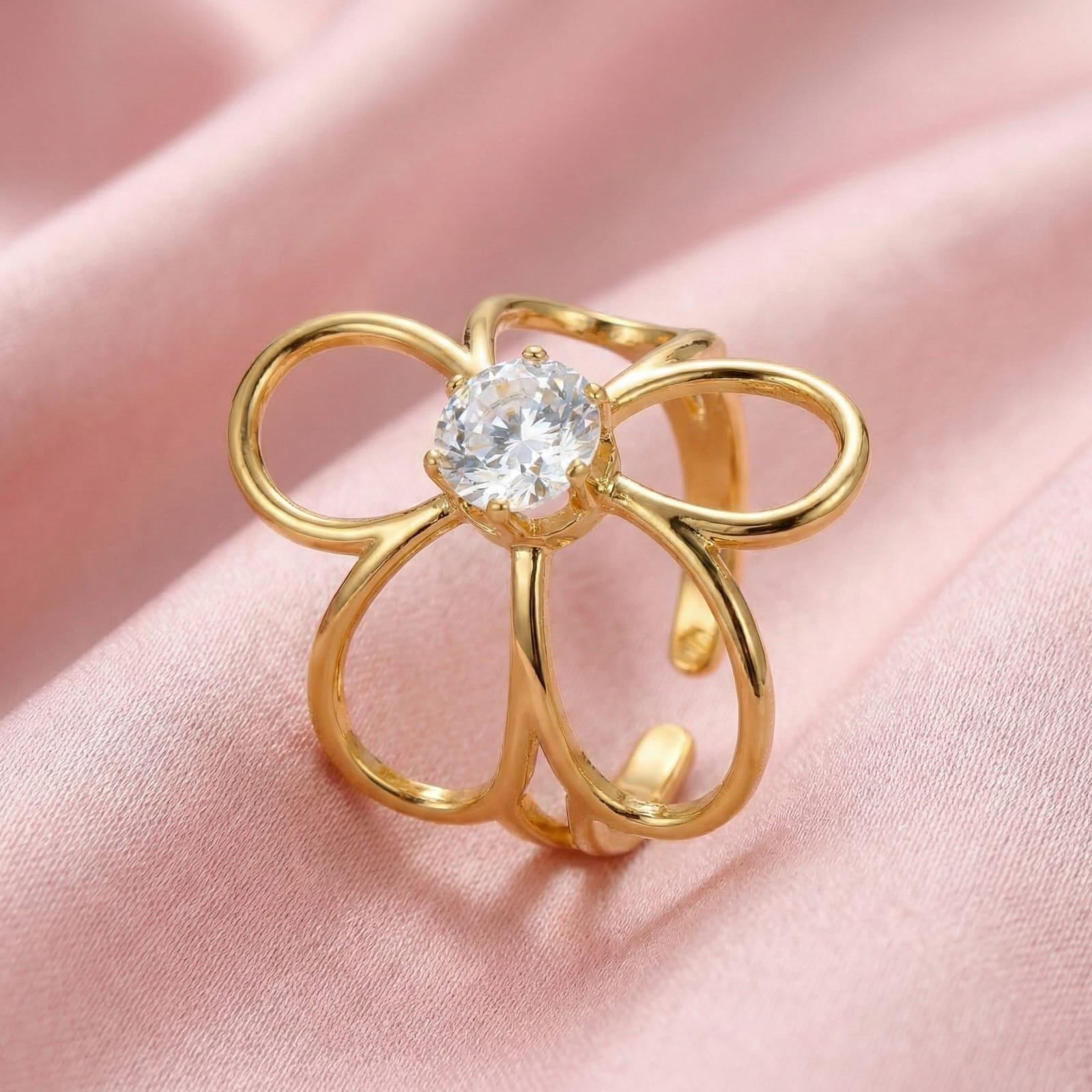 Blossom Halo 18 Carat Gold Finished PVD Coated Anti-Tarnish Ring