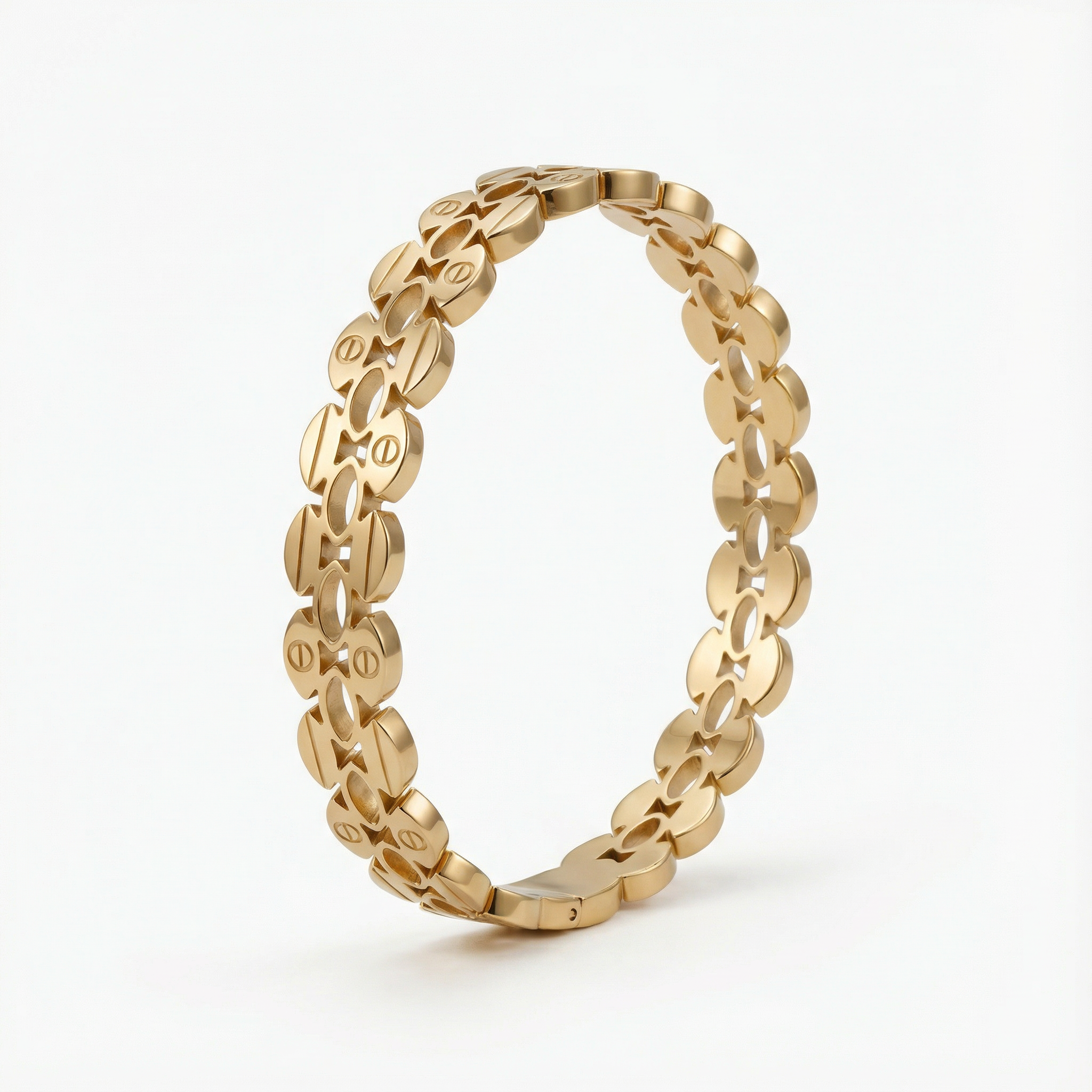 Golden Orbit Link 18 Carat Gold Finished PVD Coated Anti-Tarnish Bracelet