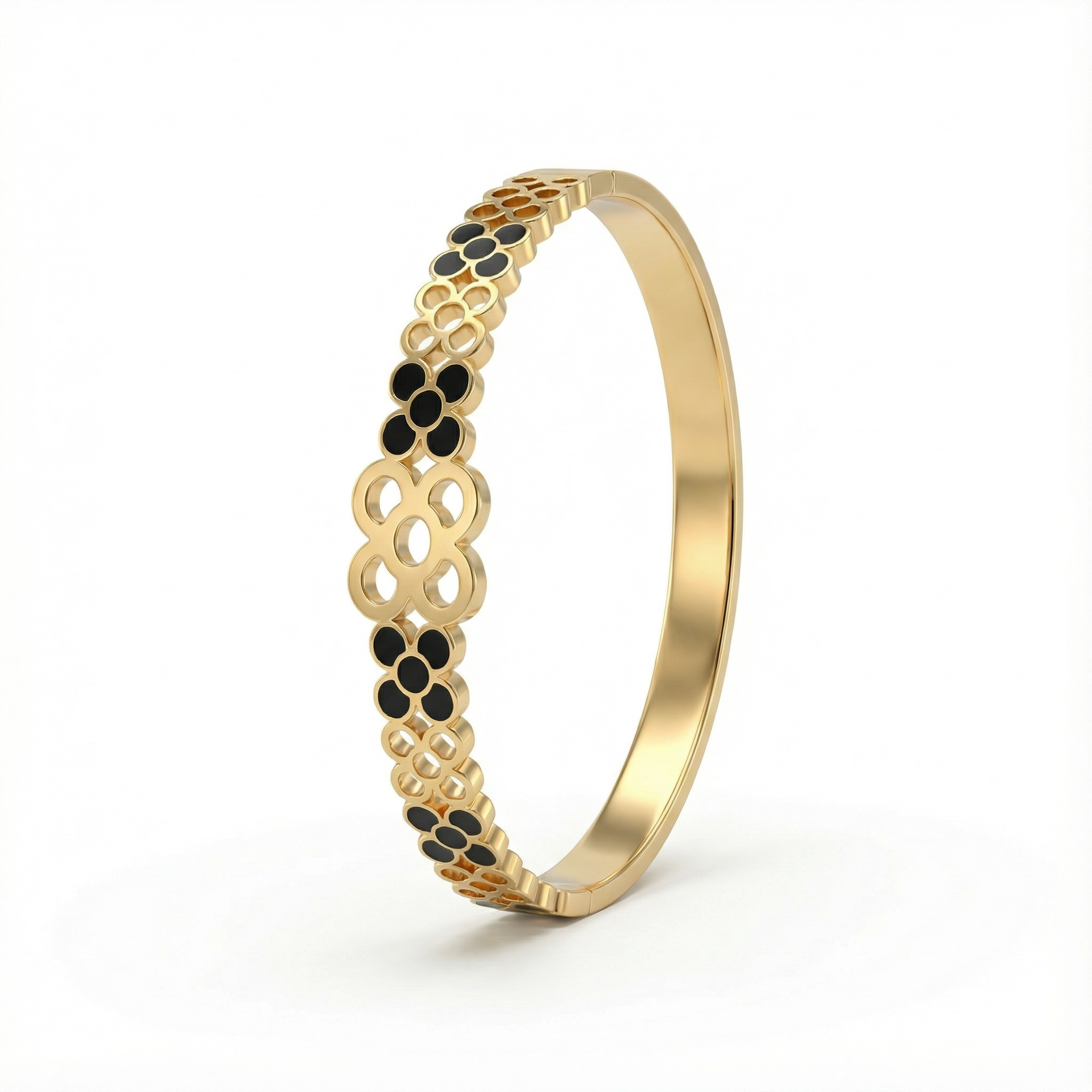 Black Floral Gold Bracelet