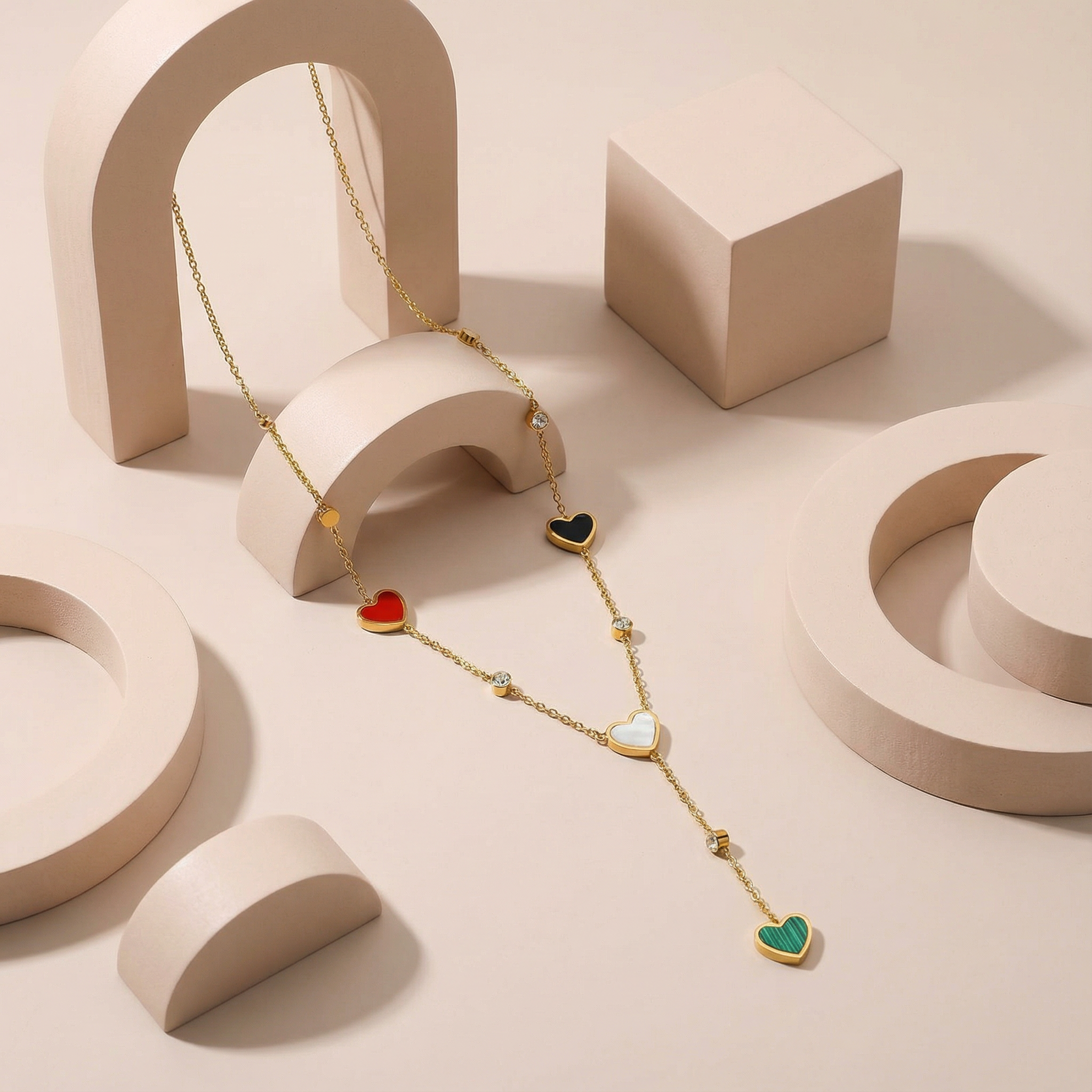 Multicolor Heart CharmNecklace
