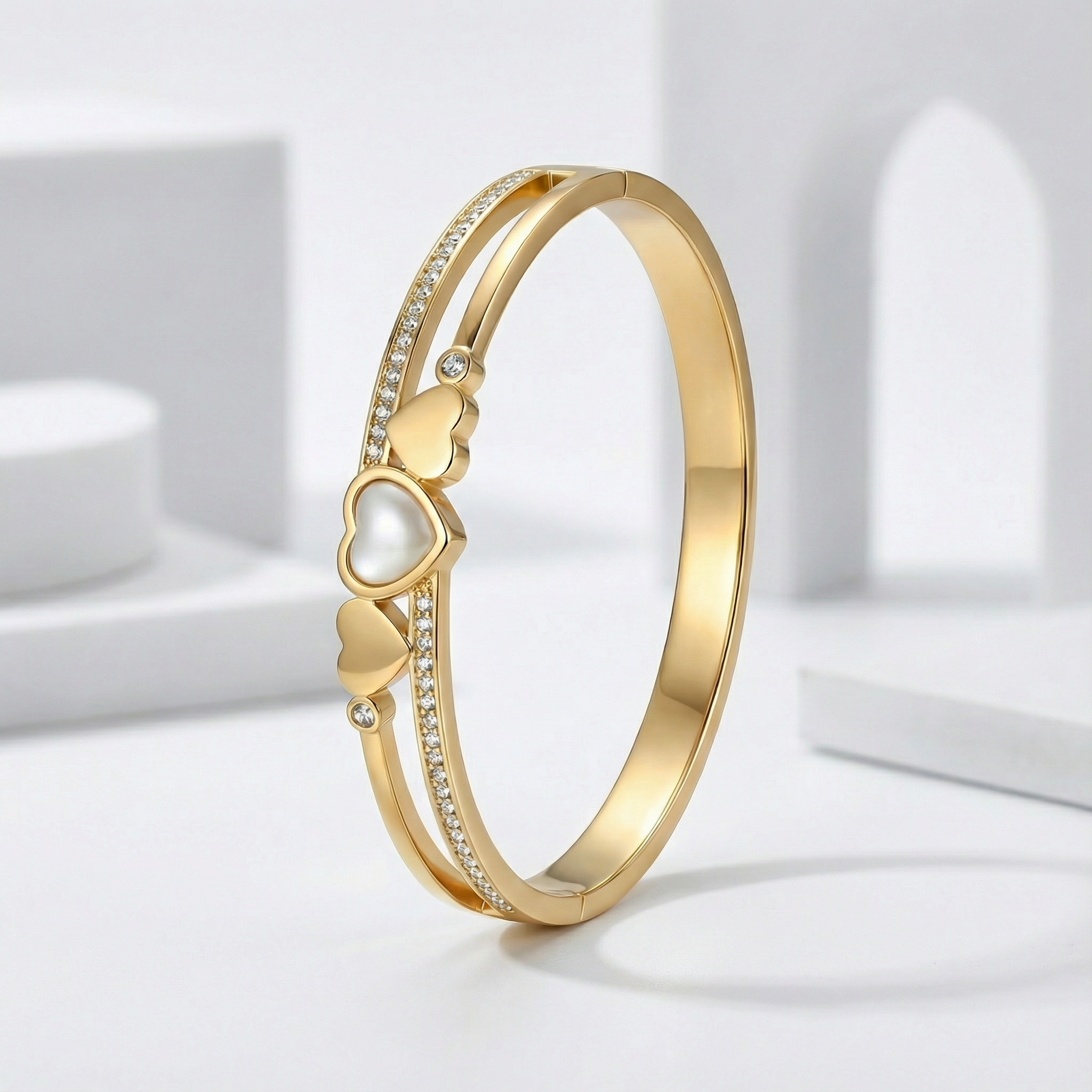 Crystal Heart Gold Bracelet