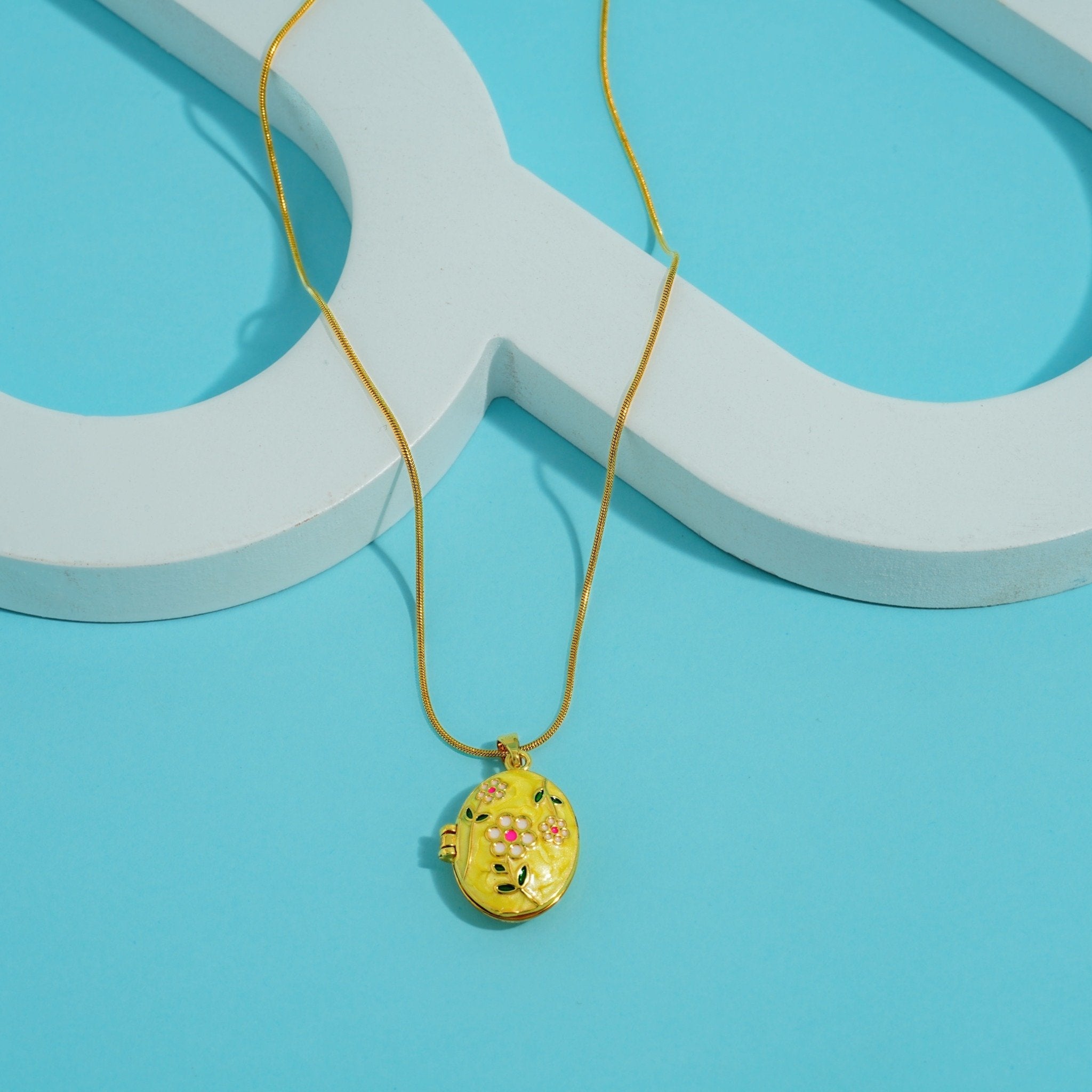 Golden Garden Locket Necklace