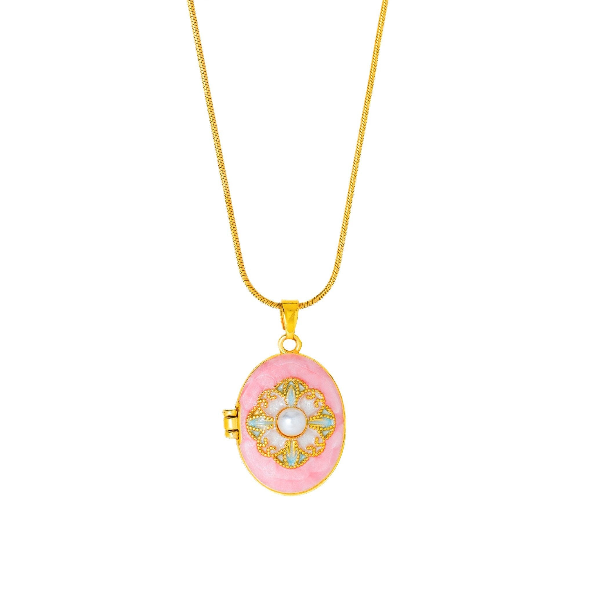 Royal Blossom Pearl Locket Necklace