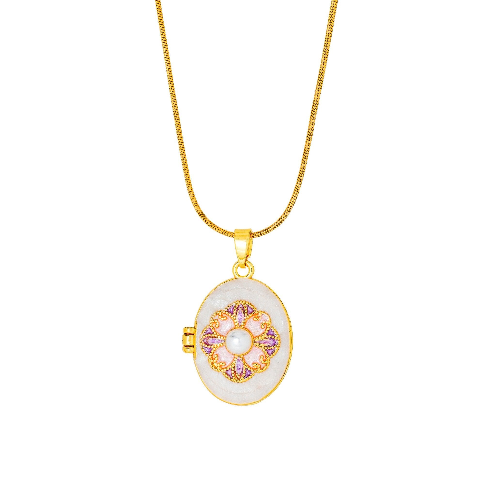 Opal Bloom Pearl Locket Necklace