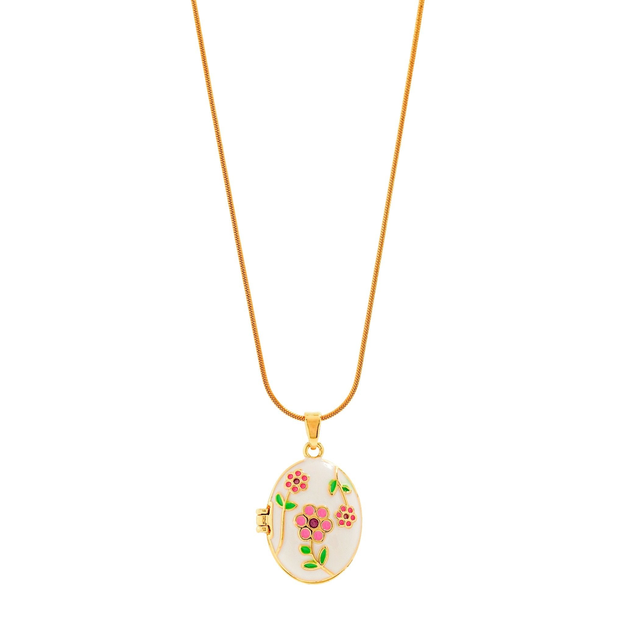 Floral Pearl Locket Necklace