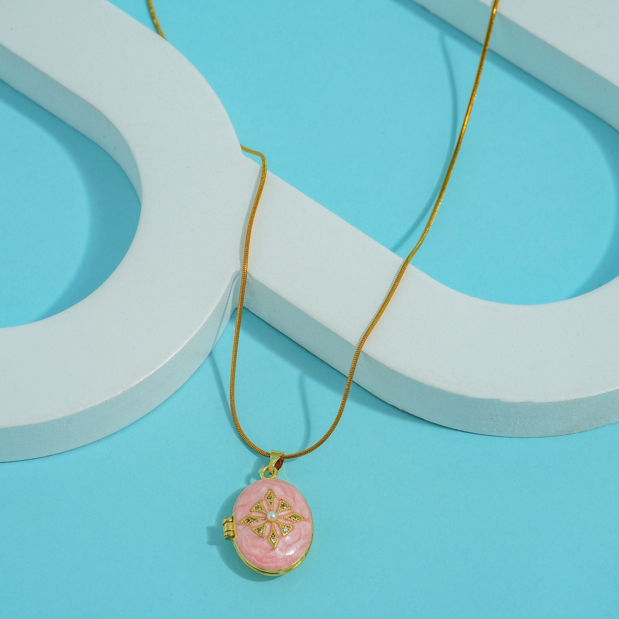 Blush Star Locket Necklace