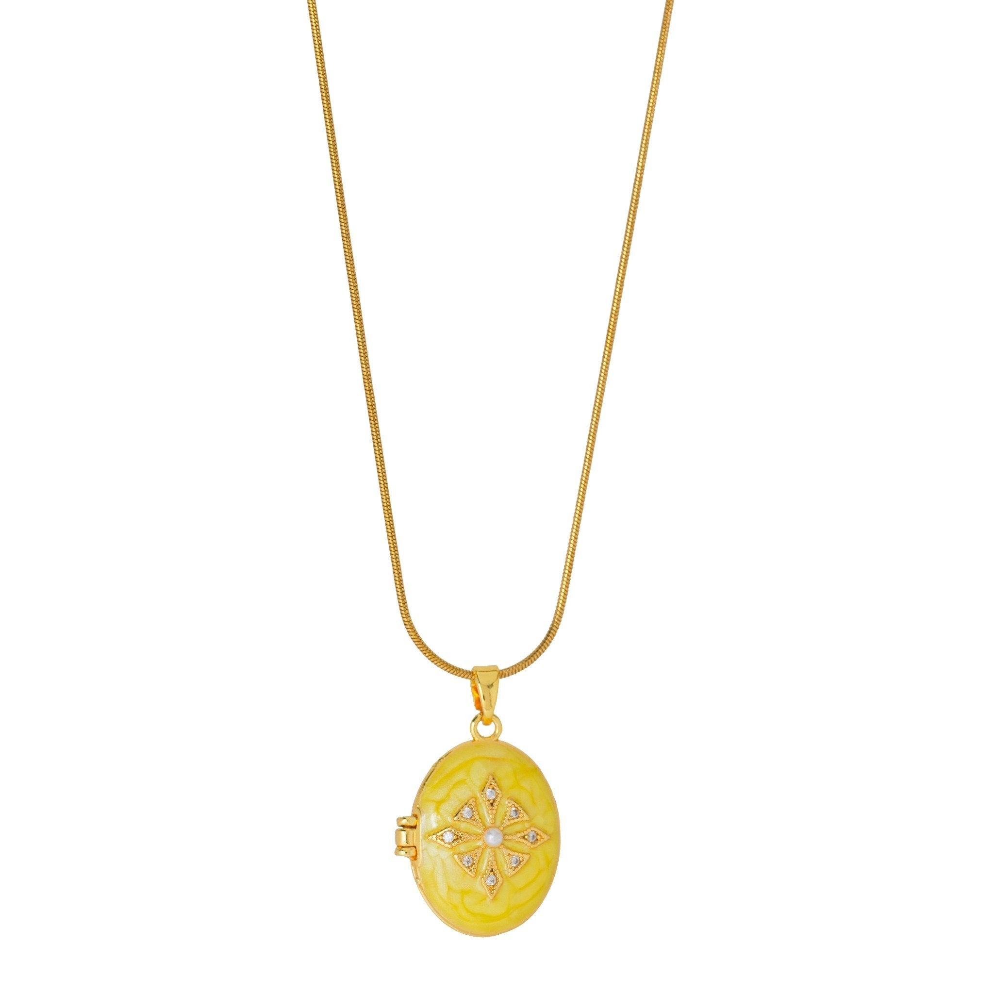 Golden Sunburst Locket Necklace